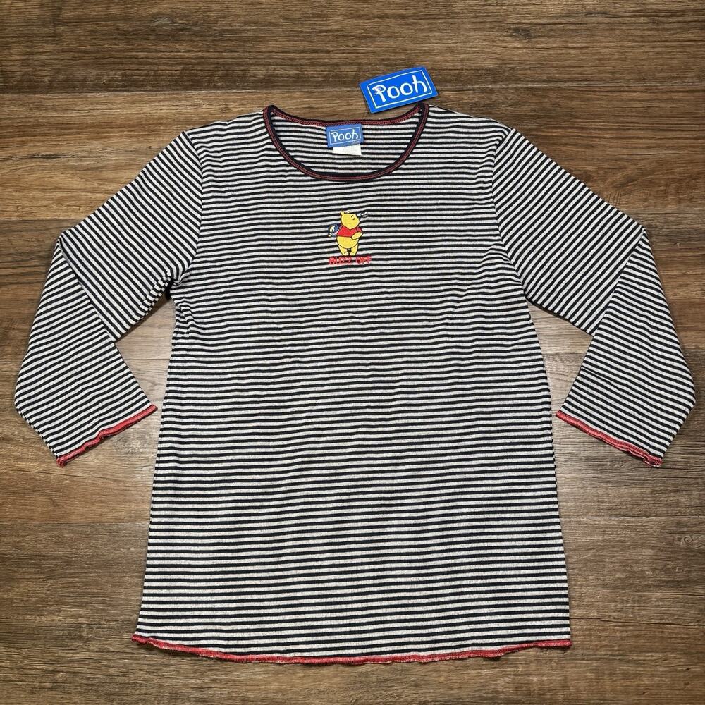 Disney Winnie the Pooh Buzz Off Shirt Women’s Medium Striped Long Sleeve NWT
